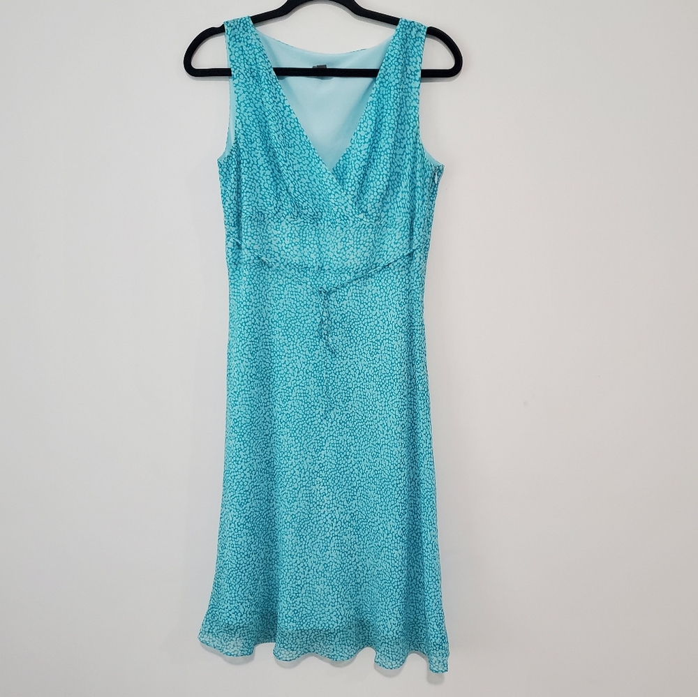 Gorgeous Turquoise Ann Taylor Y2K Silk Midi Dress Size 8
